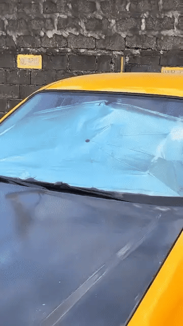 Portable Denx Car Umbrella by My Store, shown in use with waterproof canopy covering a vehicle for protection from the elements.