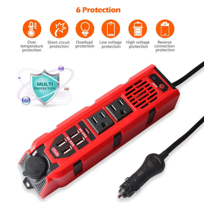 Bloom Mart BYGD portable power inverter showing compact design and multiple outlet ports for mobile power supply.