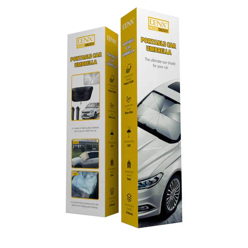 My Store Denx portable car umbrella providing shade and protection for vehicles, compact and easy to carry.
