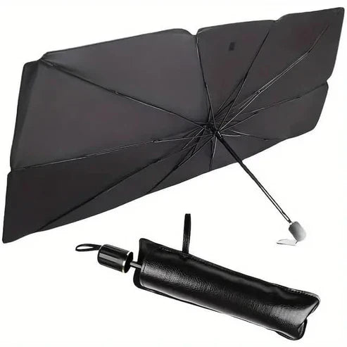 Portable Denx Car Umbrella by My Store, compact and lightweight, with a waterproof canopy protecting a vehicle from sun and rain.