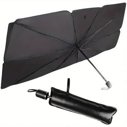 Portable Denx Car Umbrella by My Store, compact and lightweight, with a waterproof canopy protecting a vehicle from sun and rain.