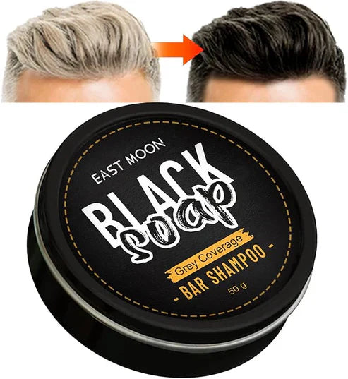 East Moon black soap bar shampoo by My Store, showing the natural black soap bar with packaging and textured surface.