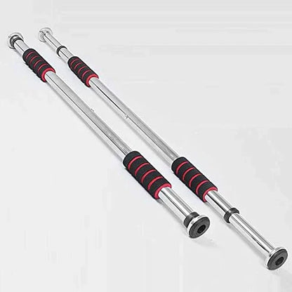LORDEX doorway gym bar attached to door frame for upper body exercises, made of sturdy metal with foam grips for comfort.