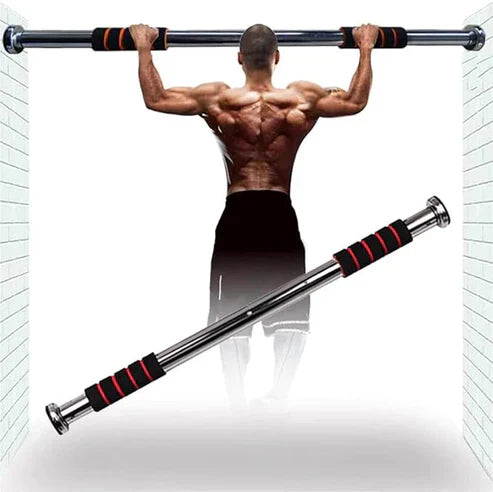 LORDEX doorway gym bar for fitness, mounted on door frame with handles for upper body workouts and pull-ups.