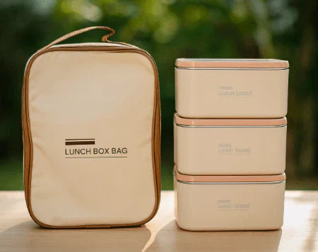My Store lunch box set with insulated carry bag, featuring multiple containers and a portable, insulated carrying case.