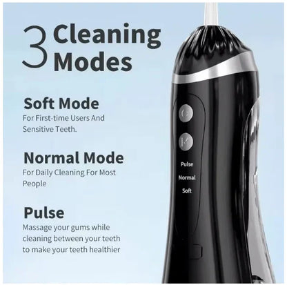 Oral irrigator from Iqbal's Cart designed to improve oral hygiene and gently clean between teeth and gums.
