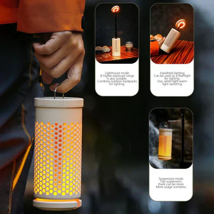 My Store telescopic camping light extended with adjustable LED beam and compact design for outdoor adventures.